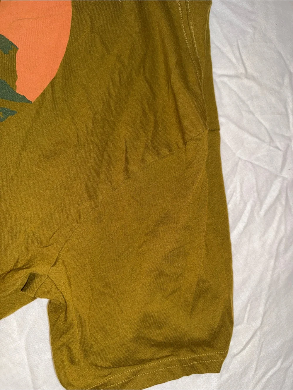 REI Co-op Olive Green Graphic T‑Shirt with Orange Mountain Print